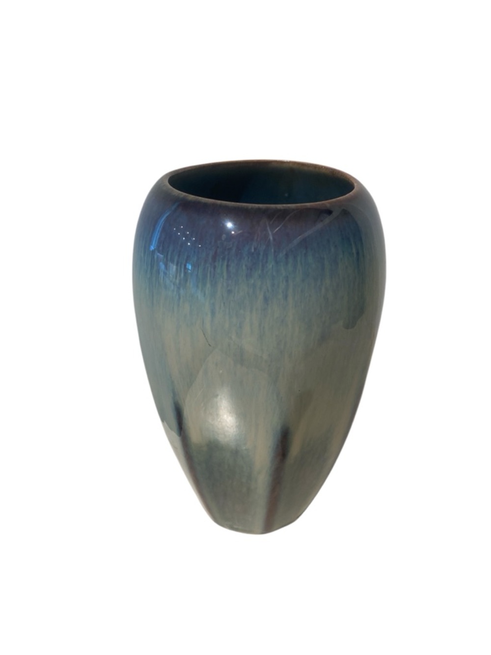 Pottery Glazed Vase Bill Campbell Blue Green Glazed Ceramic Vase 7 1/2” height